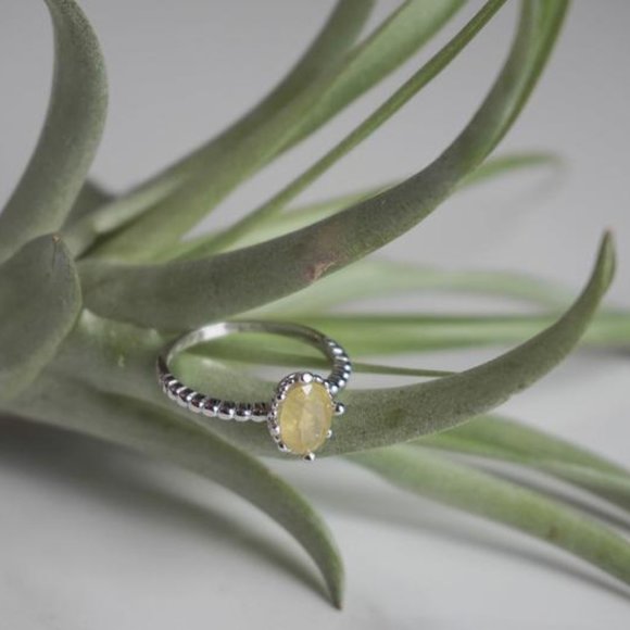 Untreated Raw Yellow Sapphire Sterling Silver Ring - Picture 7 of 8